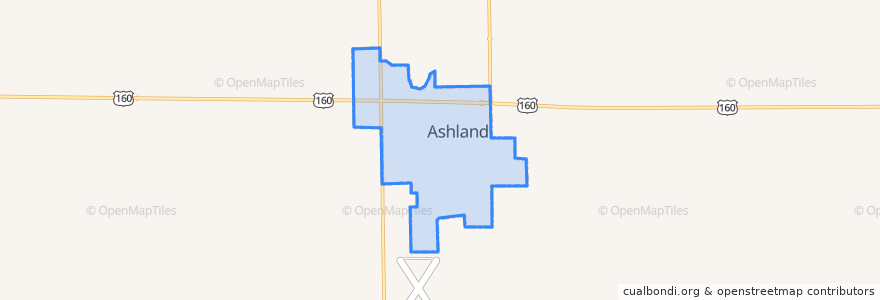 Mapa de ubicacion de Ashland.