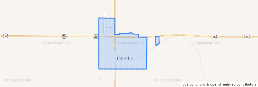 Mapa de ubicacion de Oberlin.