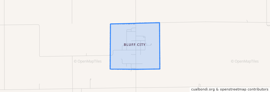 Mapa de ubicacion de Bluff City.