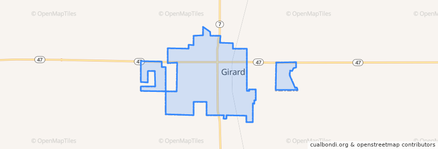 Mapa de ubicacion de Girard.