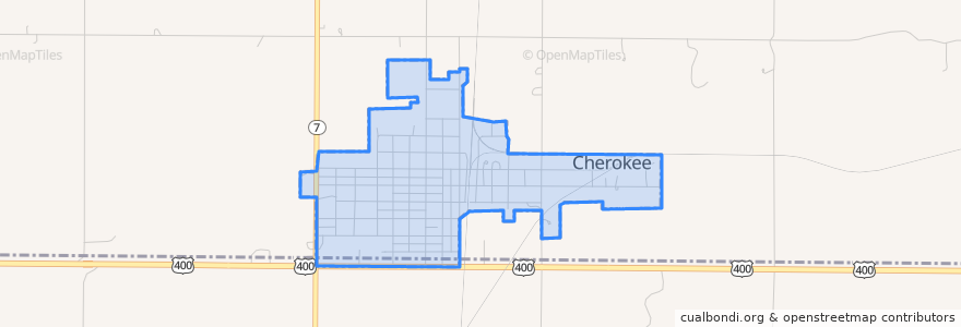 Mapa de ubicacion de Cherokee.