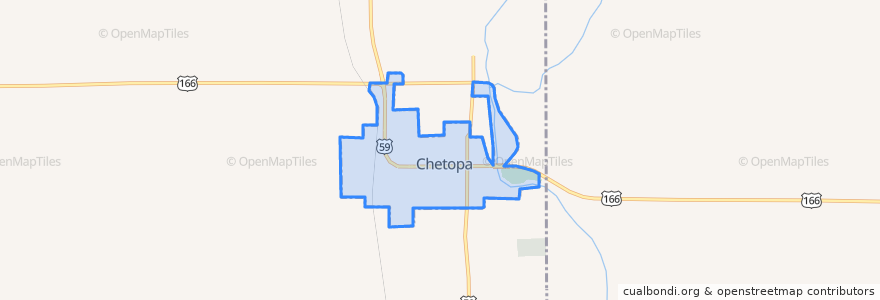 Mapa de ubicacion de Chetopa.