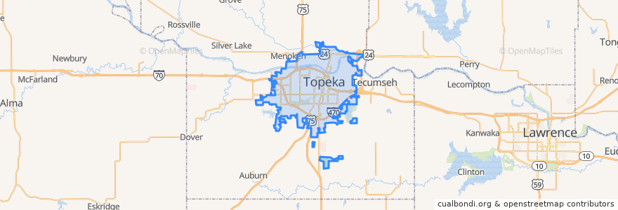 Mapa de ubicacion de Topeka.