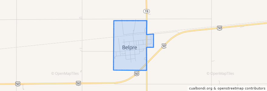 Mapa de ubicacion de Belpre.