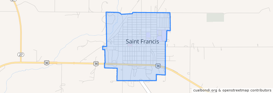 Mapa de ubicacion de St. Francis.