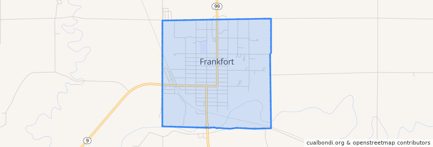 Mapa de ubicacion de Frankfort.