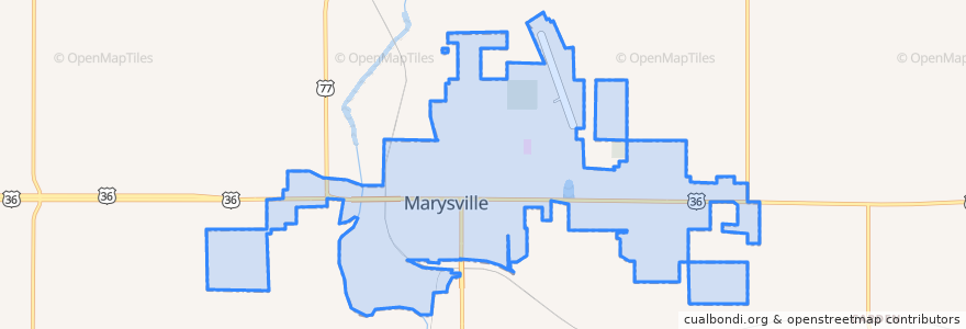 Mapa de ubicacion de Marysville.