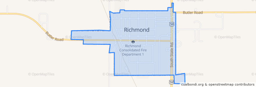 Mapa de ubicacion de Richmond.