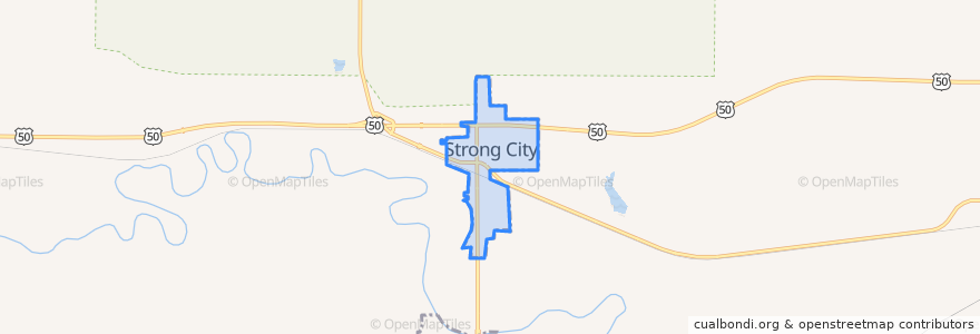 Mapa de ubicacion de Strong City.