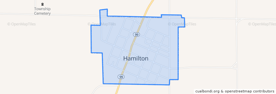 Mapa de ubicacion de Hamilton.