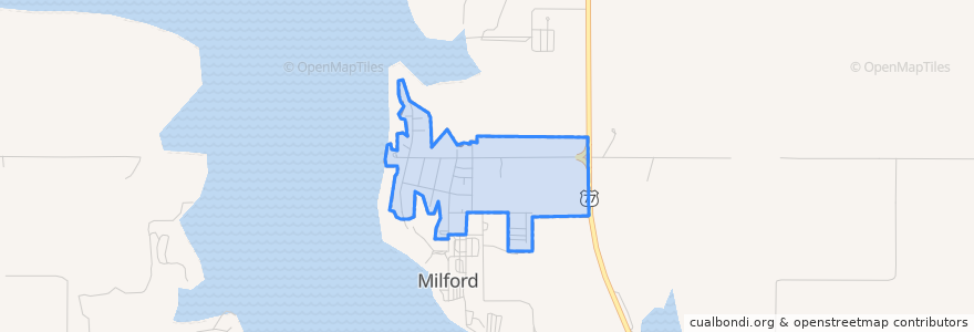 Mapa de ubicacion de Milford.