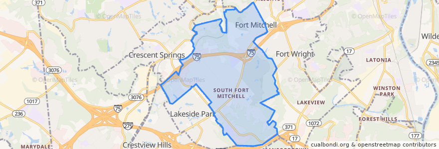 Mapa de ubicacion de Fort Mitchell.