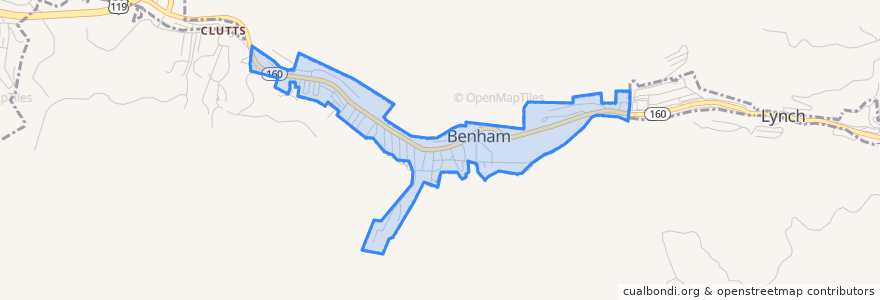 Mapa de ubicacion de Benham.