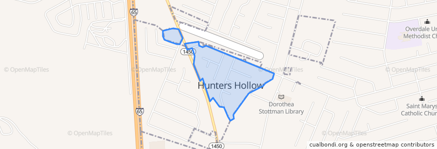 Mapa de ubicacion de Hunters Hollow.