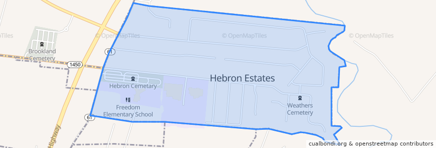 Mapa de ubicacion de Hebron Estates.