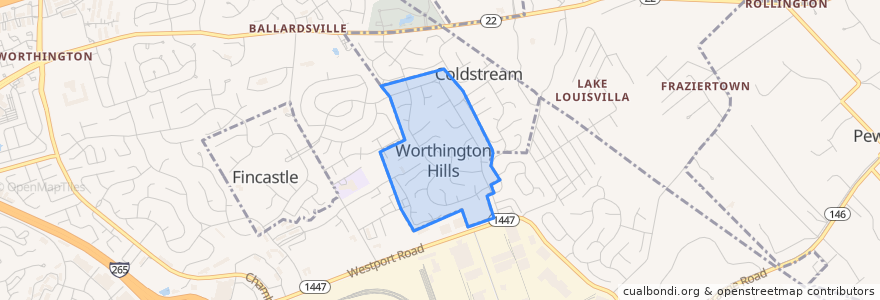 Mapa de ubicacion de Worthington Hills.