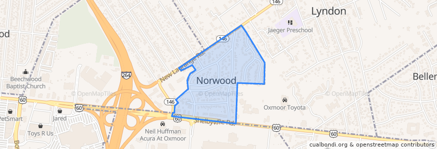 Mapa de ubicacion de Norwood.