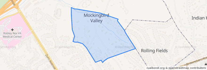 Mapa de ubicacion de Mockingbird Valley.