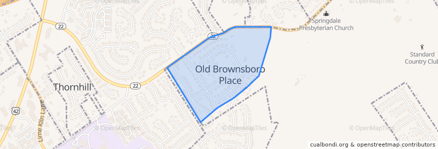 Mapa de ubicacion de Old Brownsboro Place.