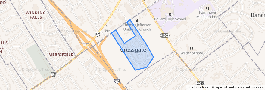 Mapa de ubicacion de Crossgate.