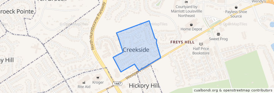 Mapa de ubicacion de Creekside.