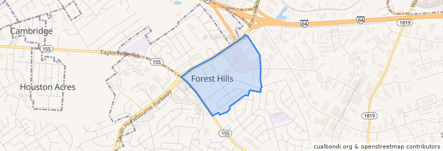 Mapa de ubicacion de Forest Hills.