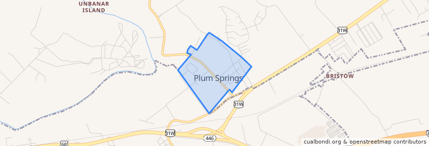 Mapa de ubicacion de Plum Springs.