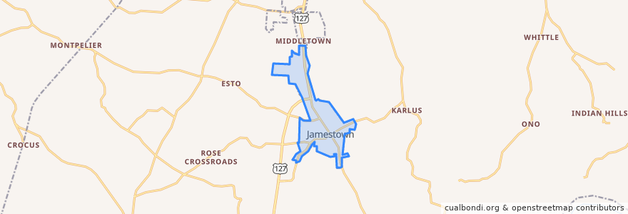 Mapa de ubicacion de Jamestown.