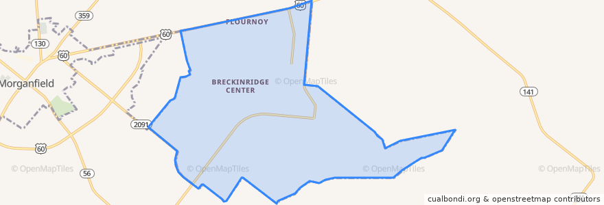 Mapa de ubicacion de Breckinridge Center.