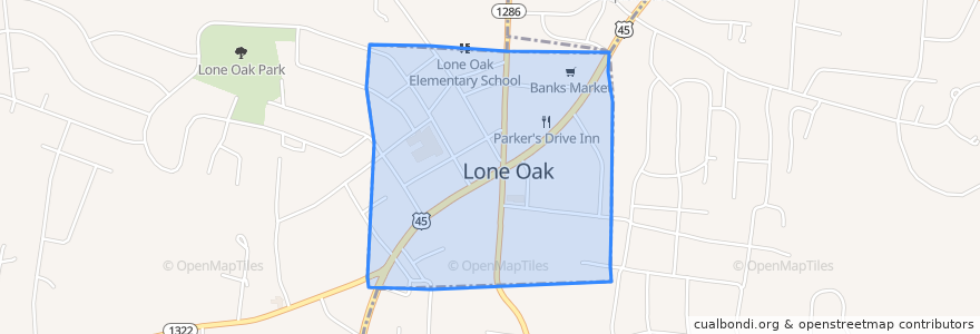 Mapa de ubicacion de Lone Oak.