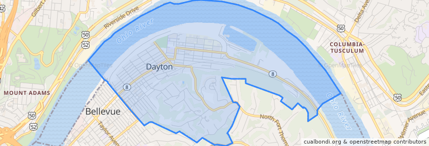 Mapa de ubicacion de Dayton.