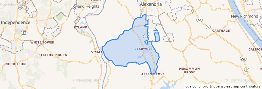 Mapa de ubicacion de Claryville.