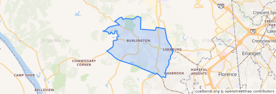 Mapa de ubicacion de Burlington.