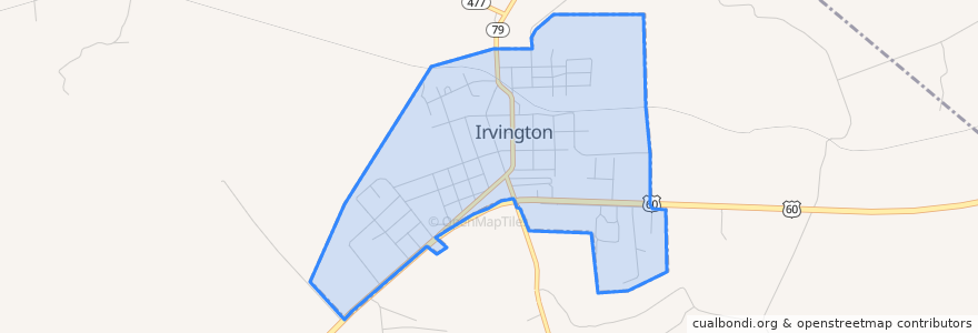 Mapa de ubicacion de Irvington.