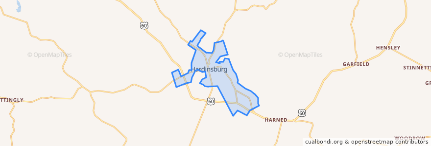 Mapa de ubicacion de Hardinsburg.