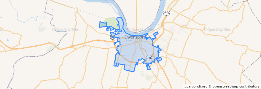 Mapa de ubicacion de Owensboro.