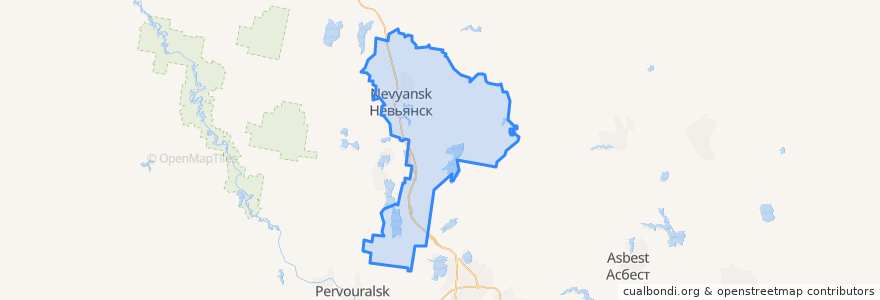 Mapa de ubicacion de Невьянский городской округ.