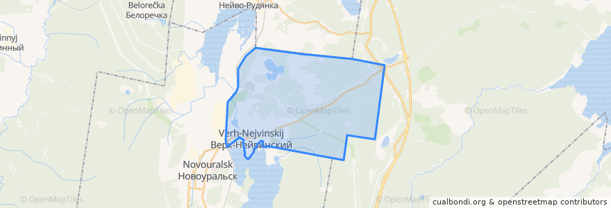 Mapa de ubicacion de городской округ Верх-Нейвинский.