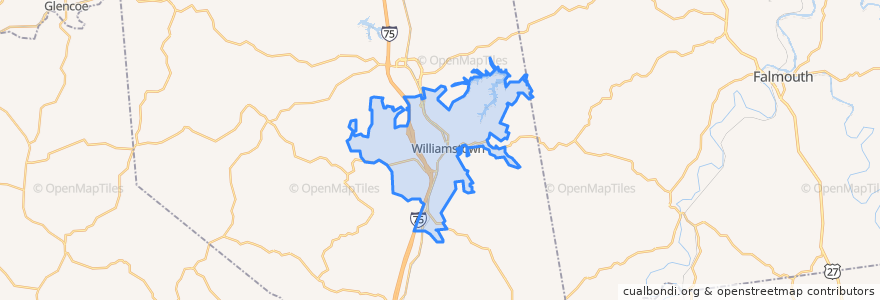 Mapa de ubicacion de Williamstown.