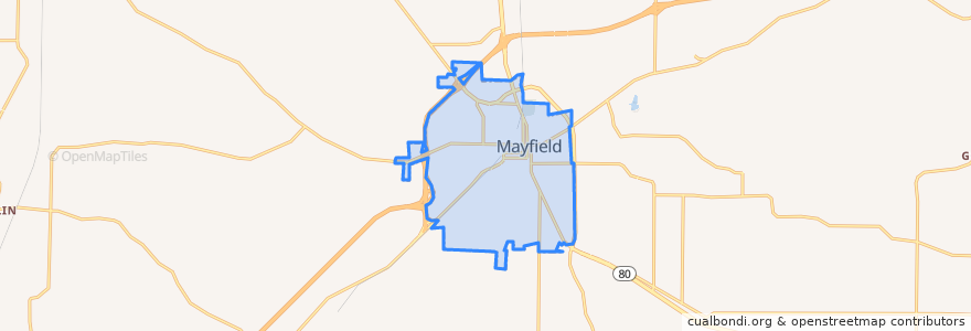 Mapa de ubicacion de Mayfield.