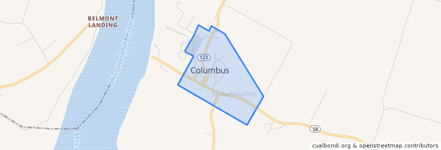 Mapa de ubicacion de Columbus.