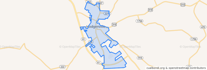 Mapa de ubicacion de Hodgenville.