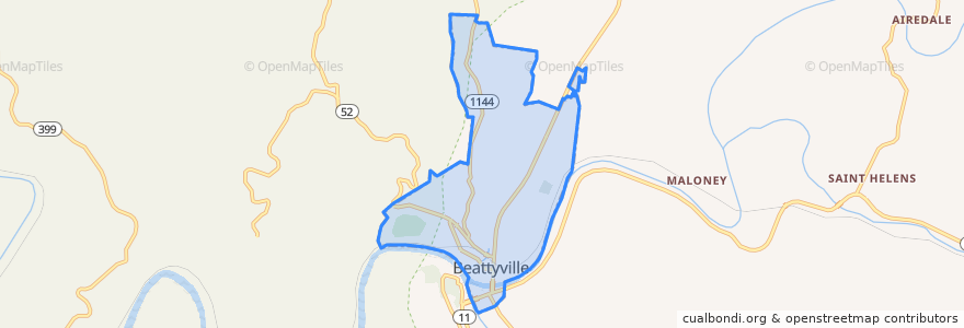 Mapa de ubicacion de Beattyville.