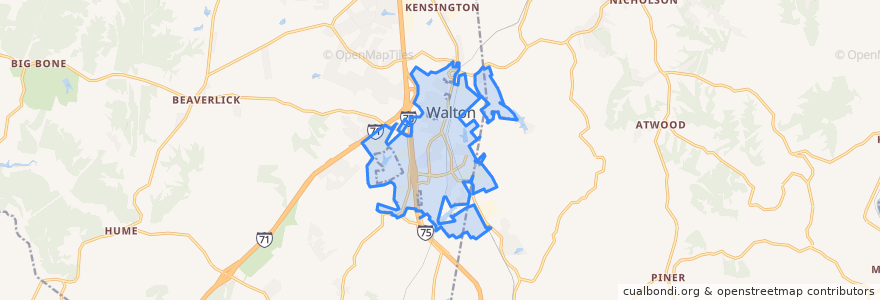 Mapa de ubicacion de Walton.