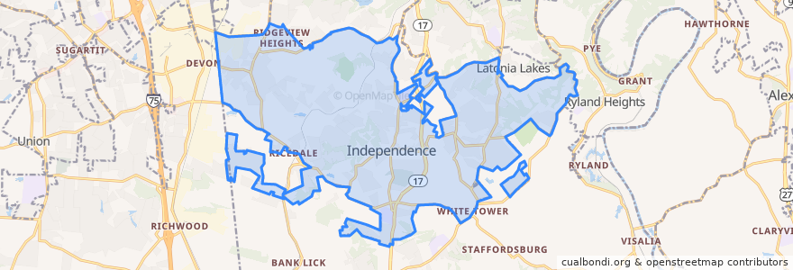 Mapa de ubicacion de Independence.