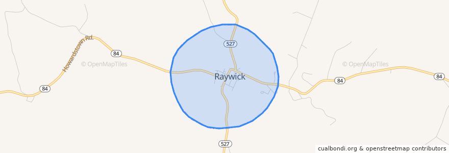 Mapa de ubicacion de Raywick.