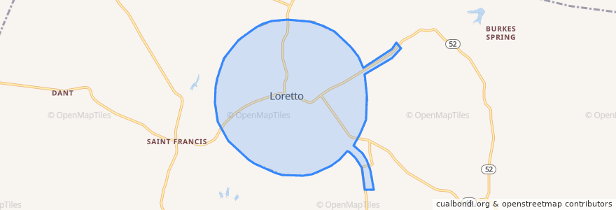 Mapa de ubicacion de Loretto.