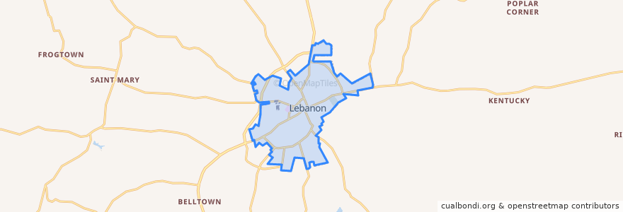 Mapa de ubicacion de Lebanon.