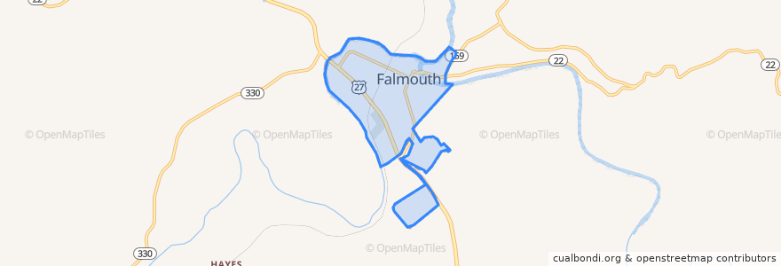 Mapa de ubicacion de Falmouth.