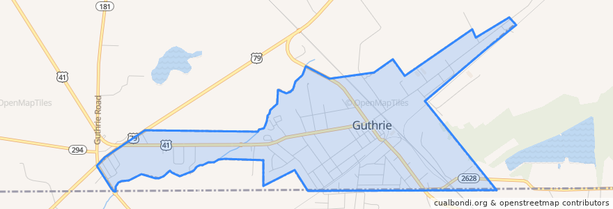 Mapa de ubicacion de Guthrie.